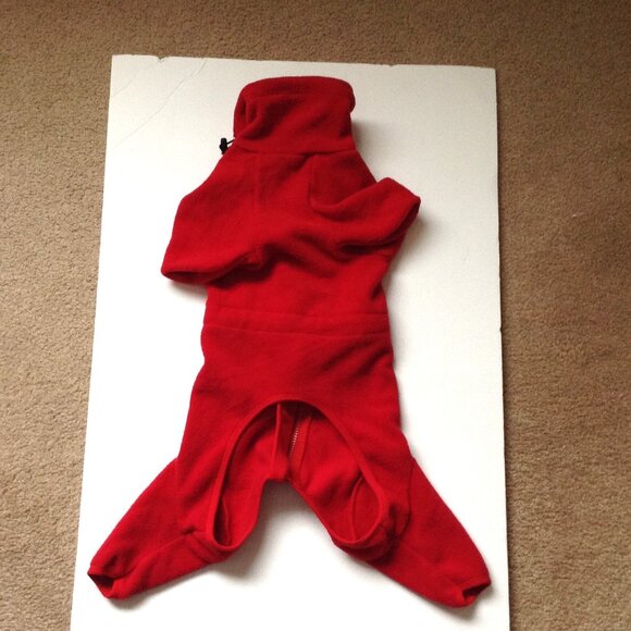 Red Fleece Dog Coat Pet Jacket Clothing Clothes Pets Accessories - Picture 3 of 6